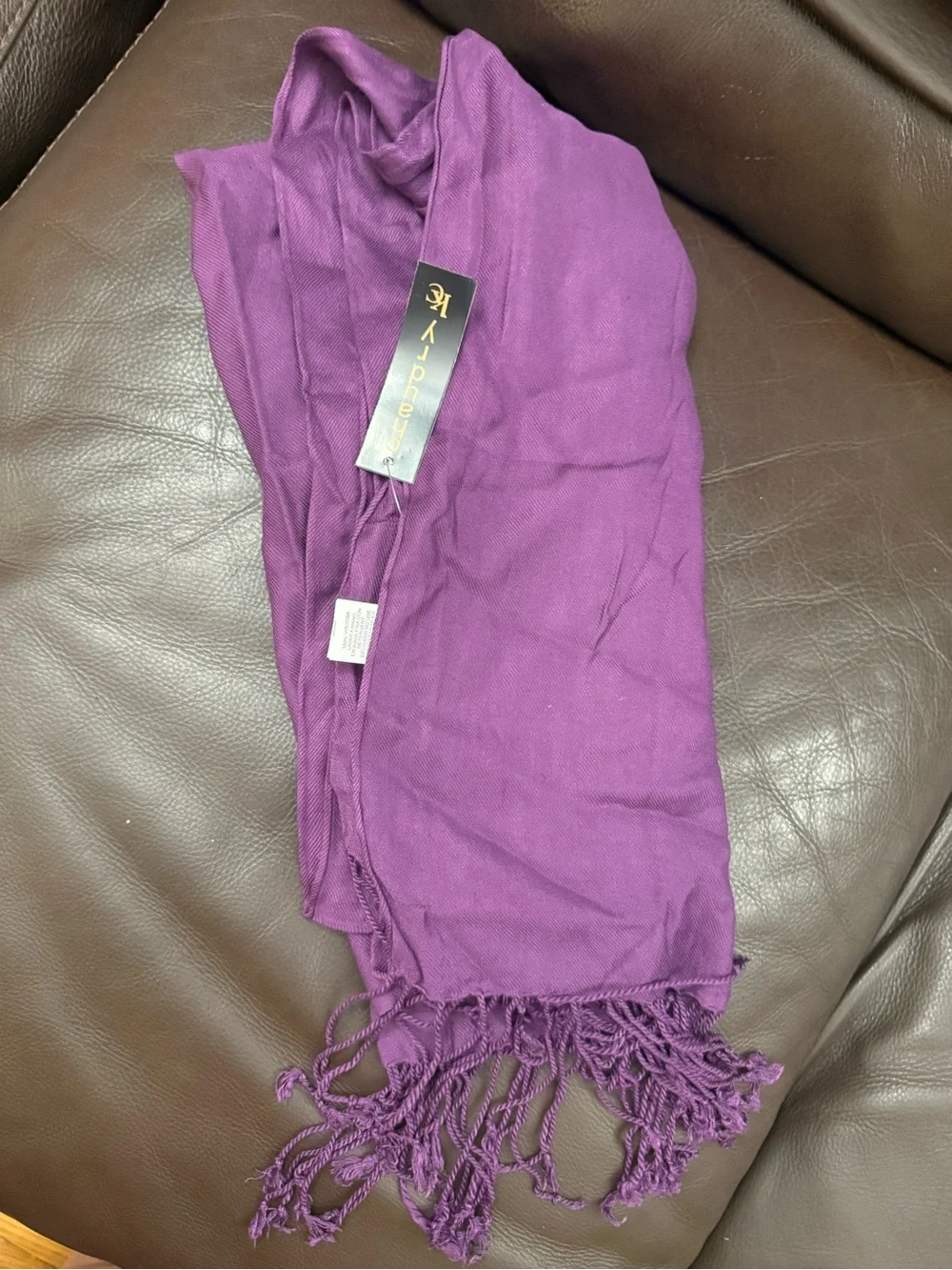 Purple Fringe Wrap Scarf